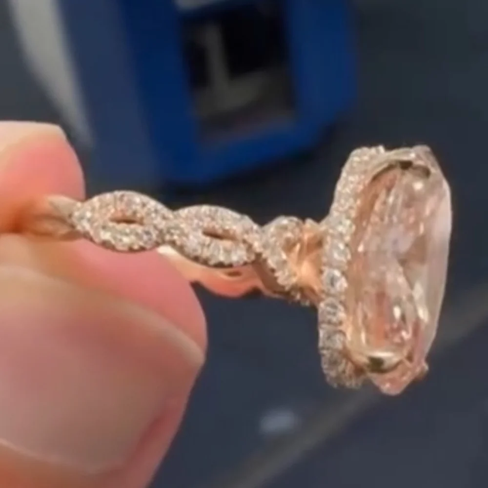 7.27ct 14k Rose Gold Custom Designed Pink Lab Diamond Engagement Ring Size 5 ✨💍 - Picture 8 of 10